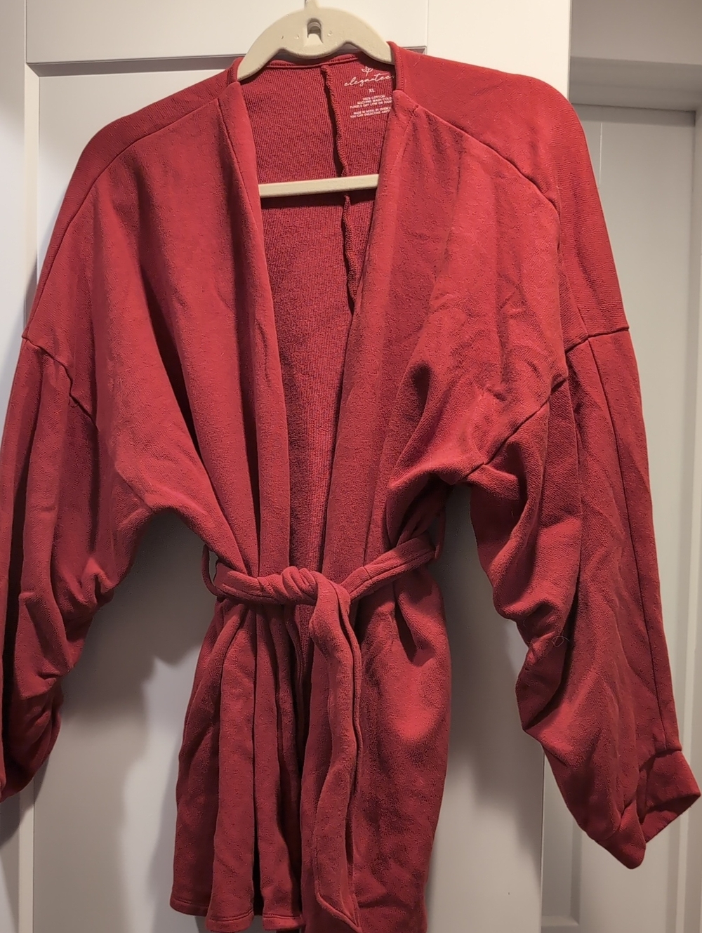 Elegantees Burnt Orange Tie-Waist Cardigan Sweater